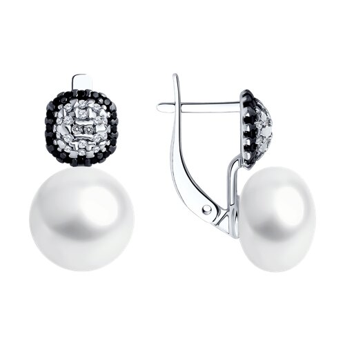 Серьги SOKOLOV - Серебро 925, Жемчуг культивированный, Фианит, Шпинель (арт. 92022792)