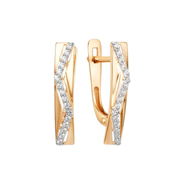 Серьги ЮФ Династия - Золото 585, Фианит (арт. 019612-1102)