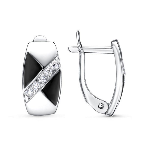 Серьги Красная пресня - Серебро 925, Фианит, Эмаль (арт. 33814896Пл)