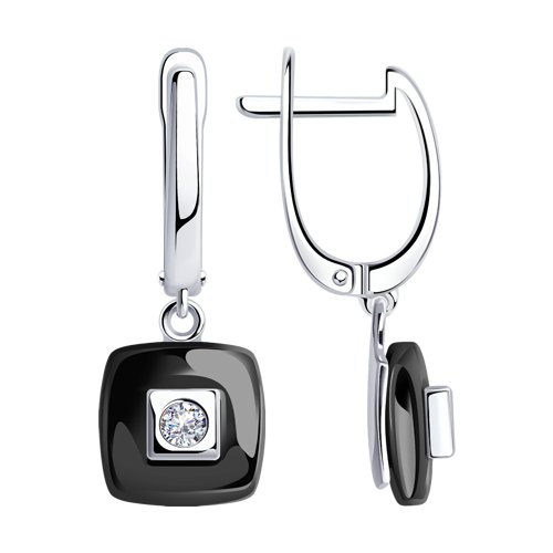 Серьги Diamant - Серебро 925, Керамика, Фианит (арт. 94-121-01278-1)