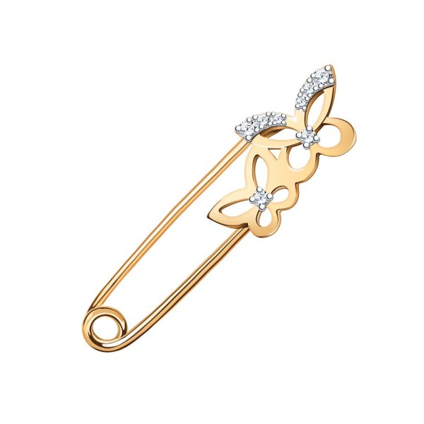 Булавка Атолл - Золото 585, Фианит (арт. 7207)