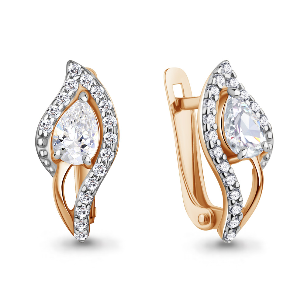 Серьги Аквамарин - Серебро 925, Фианит (арт. 400324А.6)