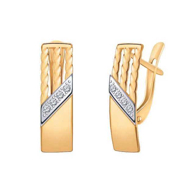 Серьги Атолл - Золото 585, Фианит (арт. 21242)