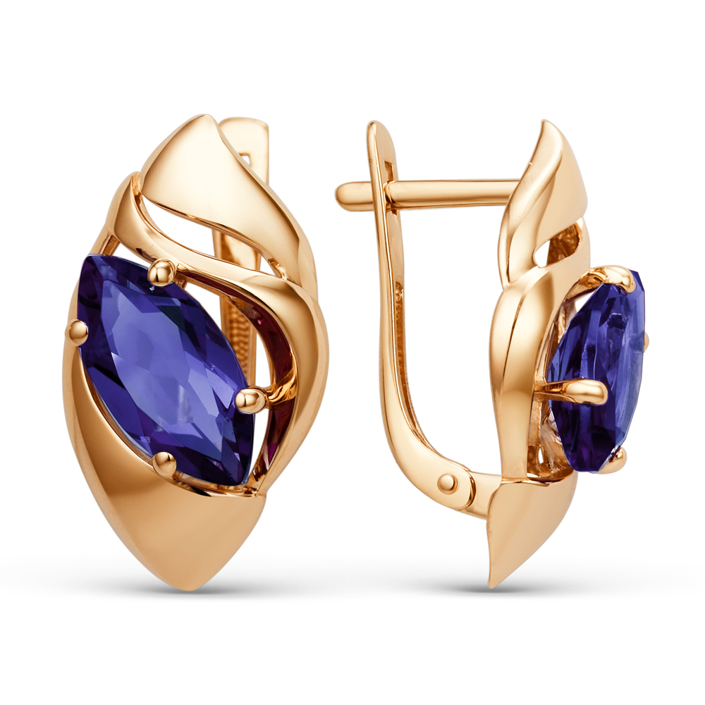 Серьги ЮФ Династия - Золото 375, Синтетический сапфир (арт. 009742-5470)