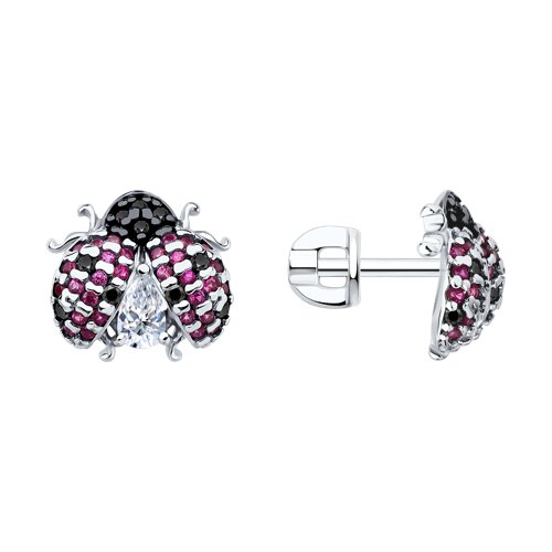Серьги SOKOLOV - Серебро 925, Синтетический рубин, Фианит (арт. 94026834)