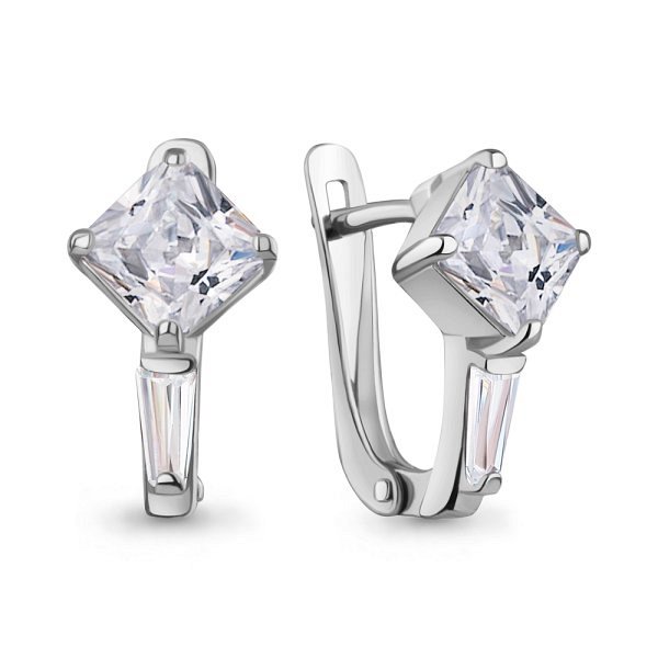 Серьги Аквамарин - Серебро 925, Фианит (арт. 400852.5)