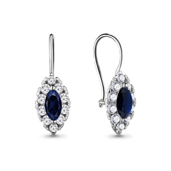 Серьги Аквамарин - Серебро 925, Стекло, Фианит (арт. 40969Б.5)