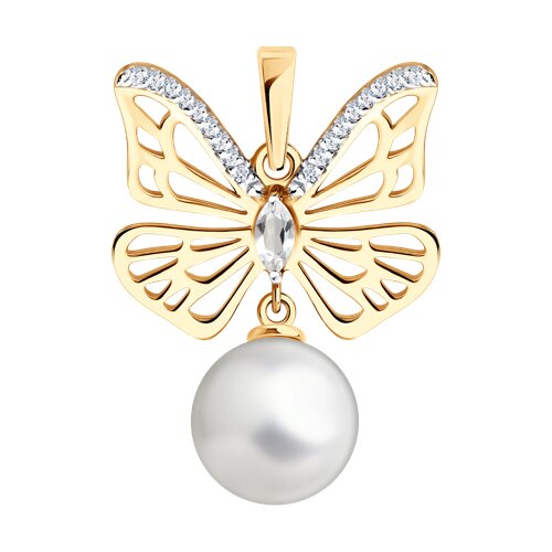 Подвеска SOKOLOV - Золото 585, Жемчуг культивированный, Фианит (арт. 793180)