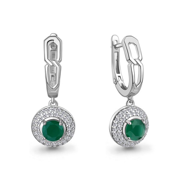 Серьги Аквамарин - Серебро 925, Агат, Фианит (арт. 45013109А.5)