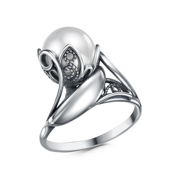 Кольцо Красная пресня - Серебро 925, Жемчуг имитация (арт. 23616440)