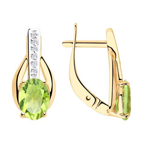 Серьги Diamant - Золото 585, Фианит, Хризолит (арт. 51-320-00256-3)