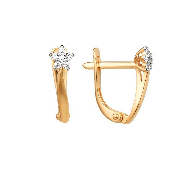 Серьги ЮФ Династия - Золото 585, Фианит (арт. 000602-1102)