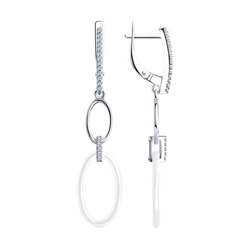 Серьги Diamant - Серебро 925, Керамика, Фианит (арт. 94-121-01271-2)