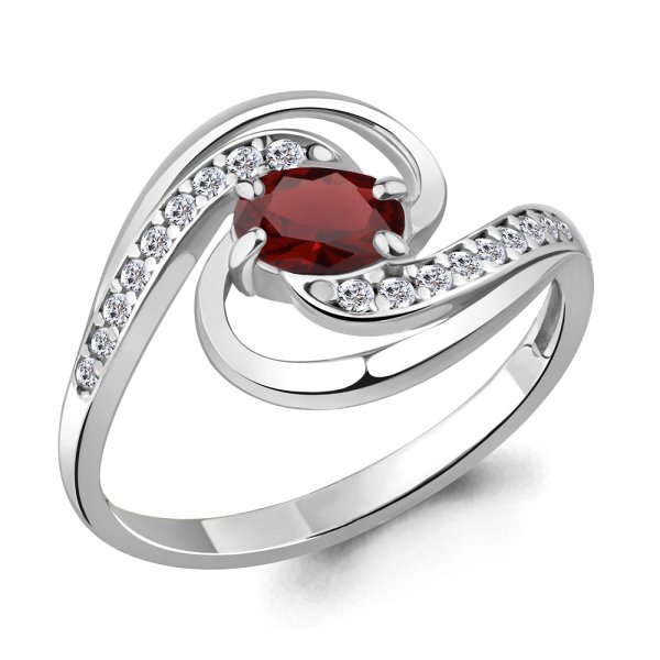 Кольцо Аквамарин - Серебро 925, Гранат, Фианит (арт. 6920403А.5)
