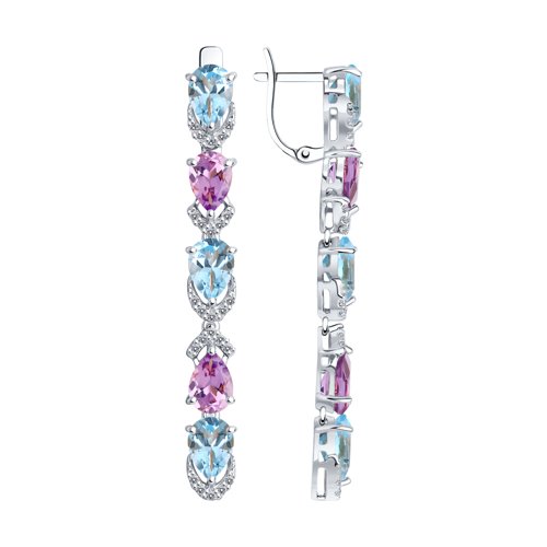 Серьги SOKOLOV - Серебро 925, Аметист, Топаз, Фианит (арт. 92021423)