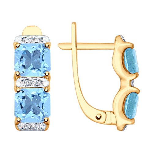 Серьги SOKOLOV - Золото 375, Топаз, Фианит (арт. 37725347)