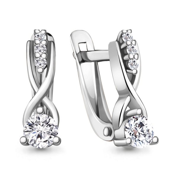 Серьги Аквамарин - Серебро 925, Фианит (арт. 49417А.5)