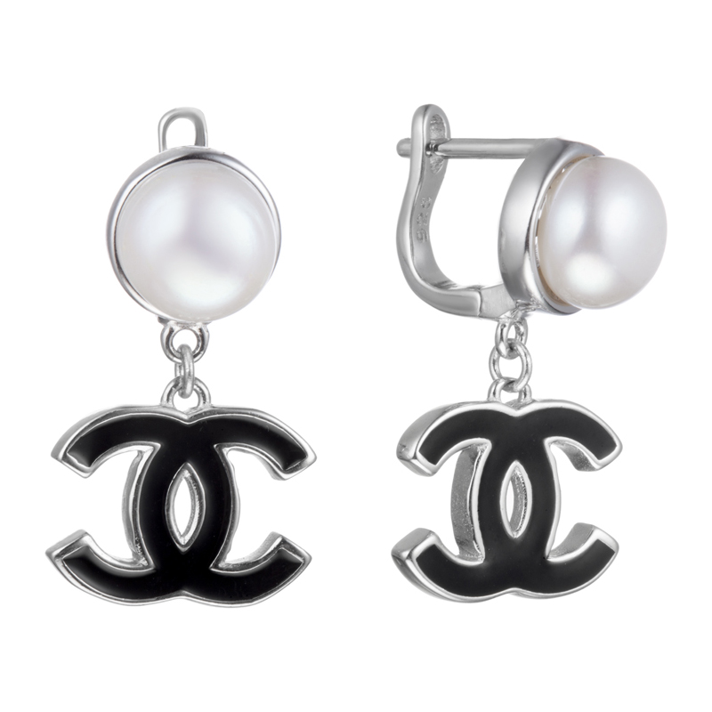 Серьги Мастер Клио - Серебро 925, Жемчуг культивированный, Эмаль (арт. 24С149273)