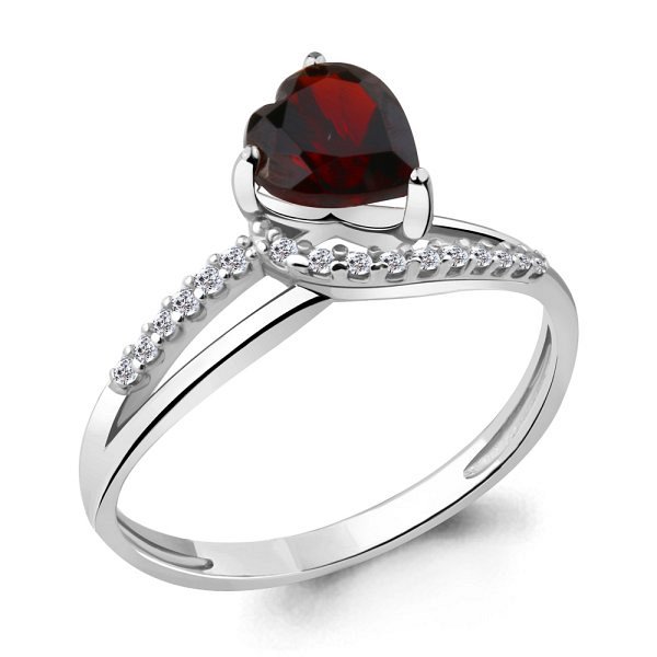 Кольцо Аквамарин - Серебро 925, Гранат, Фианит (арт. 6519103А.5)