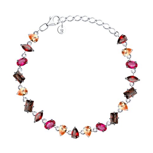Браслет SOKOLOV - Серебро 925, Синтетический рубин, Фианит (арт. 94051182)