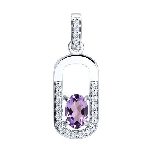 Подвеска SOKOLOV - Серебро 925, Аметист, Фианит (арт. 92030877)