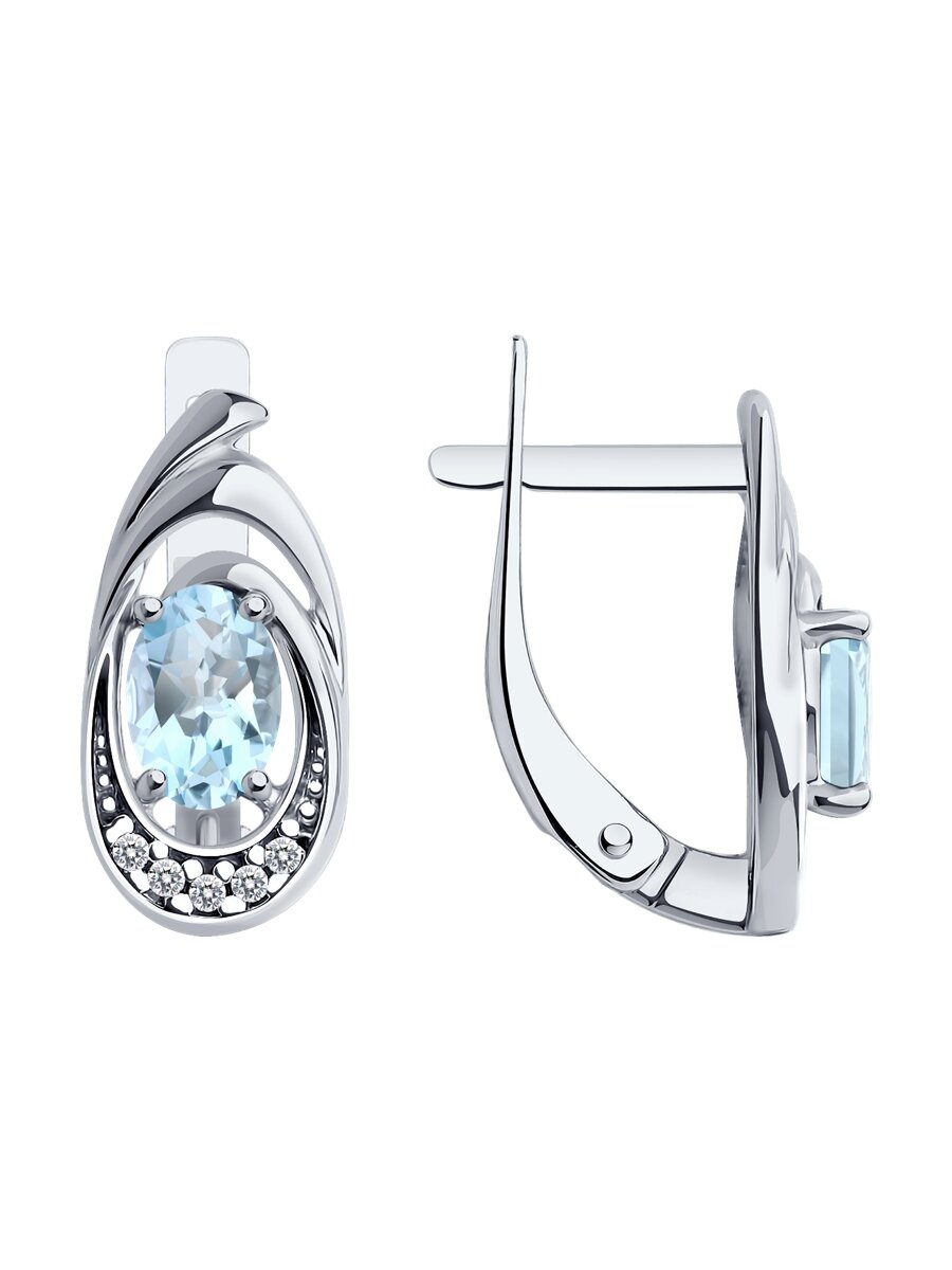 Серьги Diamant - Серебро 925, Топаз, Фианит (арт. 94-320-02686-2)