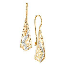 Серьги Мастер - Золото 585, Фианит (арт. 15282)