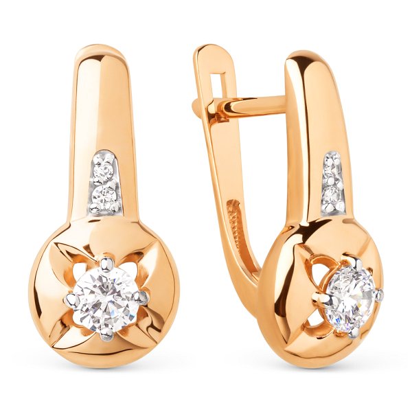 Серьги ЮФ Династия - Золото 585, Фианит (арт. 026872-1102)