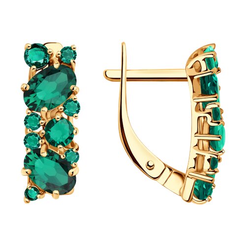 Серьги SOKOLOV - Золото 375, Синтетический изумруд (арт. 37727261)