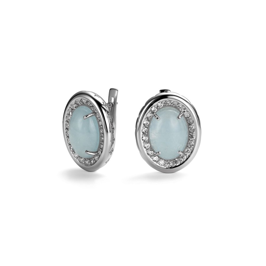 Серьги Дар - Серебро 925, Аквамарин, Фианит (арт. С-5195рк42500)