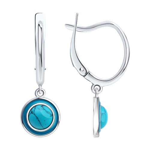 Серьги Diamant - Серебро 925, Синтетическая бирюза, Эмаль (арт. 94-321-02367-1)