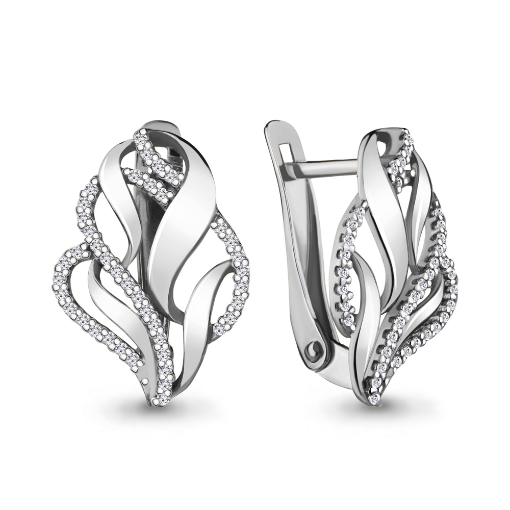 Серьги Аквамарин - Серебро 925, Фианит (арт. 42710А.5)