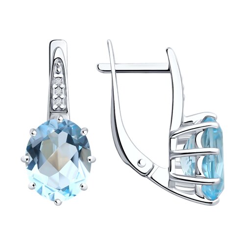 Серьги Diamant - Серебро 925, Топаз, Фианит (арт. 94-320-02054-1)