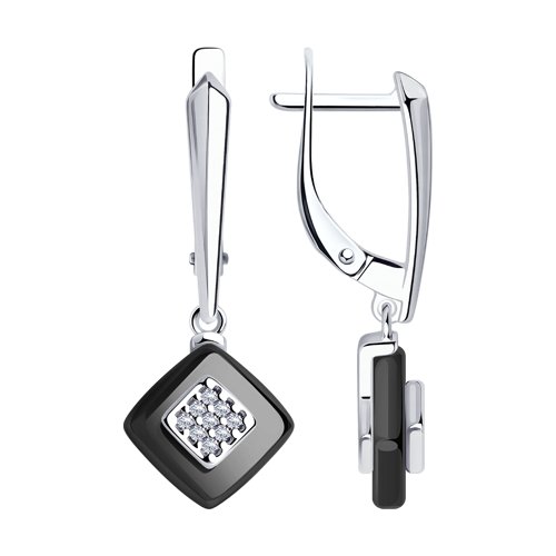 Серьги Diamant - Серебро 925, Керамика, Фианит (арт. 94-121-01270-1)