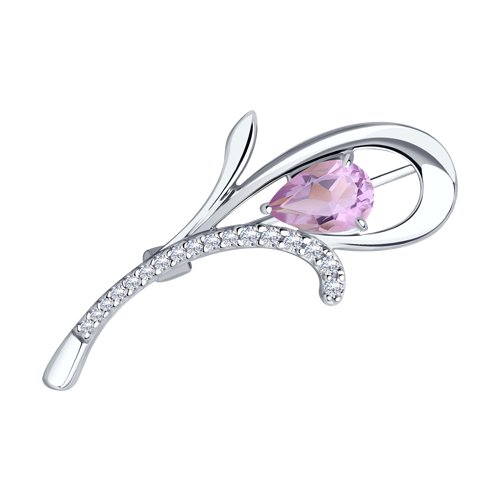 Брошь Diamant - Серебро 925, Аметист, Фианит (арт. 94-340-01049-2)