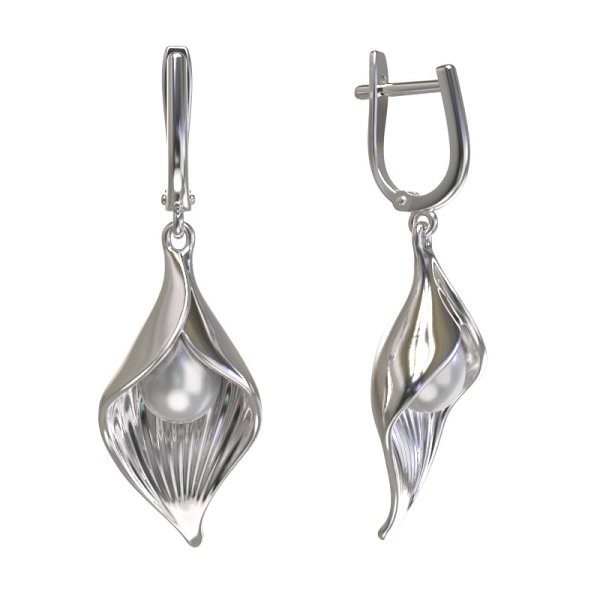 Серьги ООО "ЮК "Арина" - Серебро 925, Жемчуг культивированный (арт. 1033082-01250)