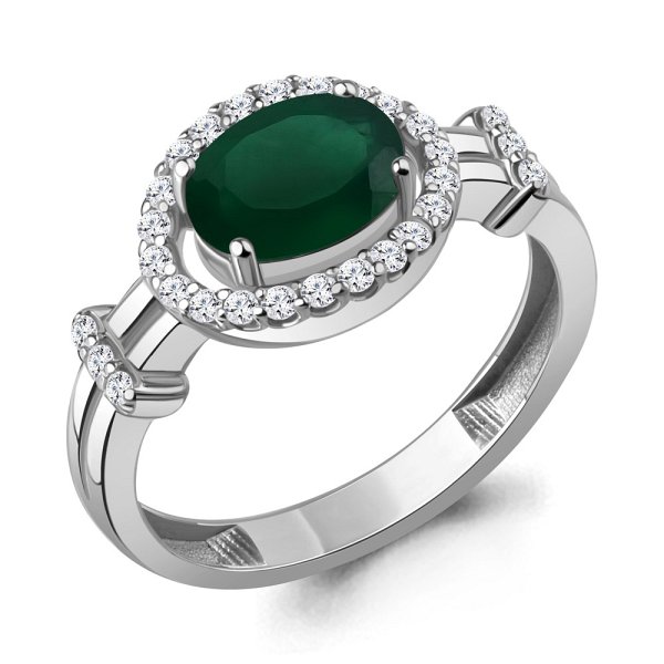 Кольцо Аквамарин - Серебро 925, Агат, Фианит (арт. 65030509А.5)