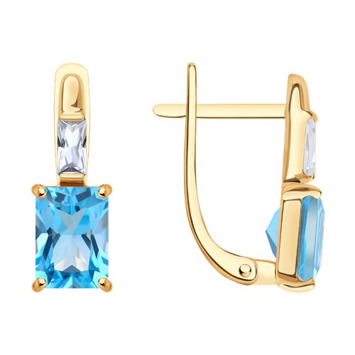 Серьги SOKOLOV - Золото 585, Топаз, Фианит (арт. 728979)