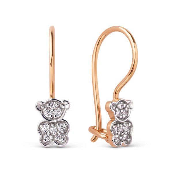 Серьги ЮФ Династия - Золото 585, Фианит (арт. 031632-1102)