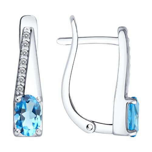 Серьги SOKOLOV - Серебро 925, Топаз, Фианит (арт. 92025356)