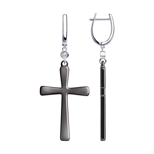 Серьги SOKOLOV - Серебро 925, Керамика, Фианит (арт. 94023954)