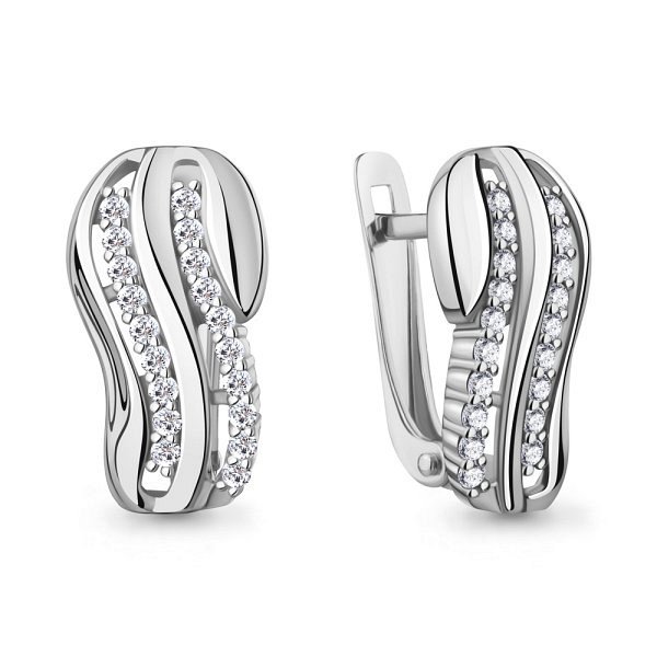 Серьги Аквамарин - Серебро 925, Фианит (арт. 400977А.5)