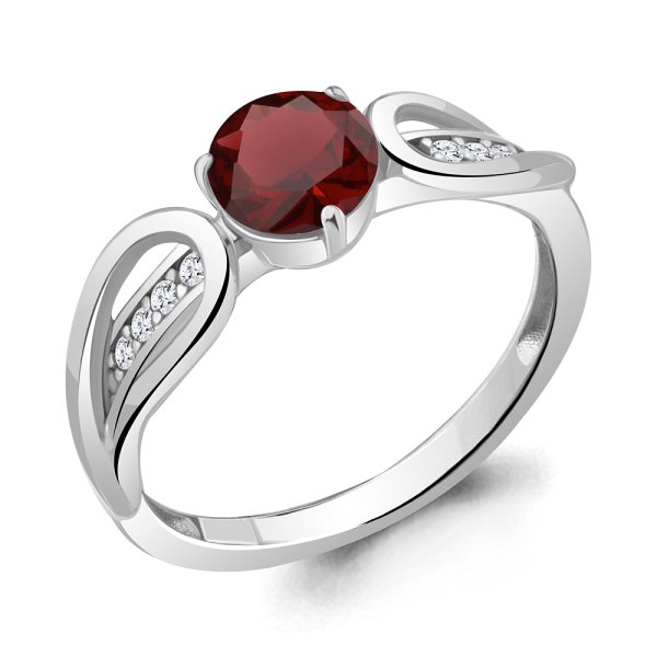 Кольцо Аквамарин - Серебро 925, Гранат, Фианит (арт. 6963703А.5)