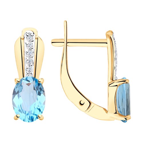 Серьги SOKOLOV - Золото 375, Топаз, Фианит (арт. 37725844)