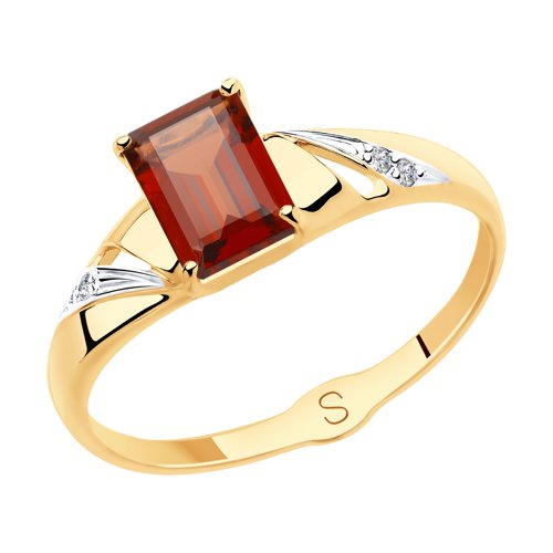 Кольцо SOKOLOV - Золото 375, Гранат, Фианит (арт. 37715536)
