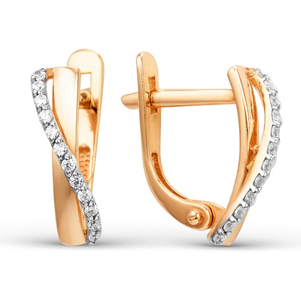 Серьги ЮФ Династия - Золото 585, Фианит (арт. 000542-1102)