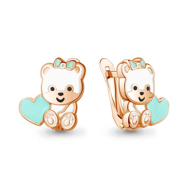 Серьги Аквамарин - Серебро 925, Эмаль (арт. 34463.6)