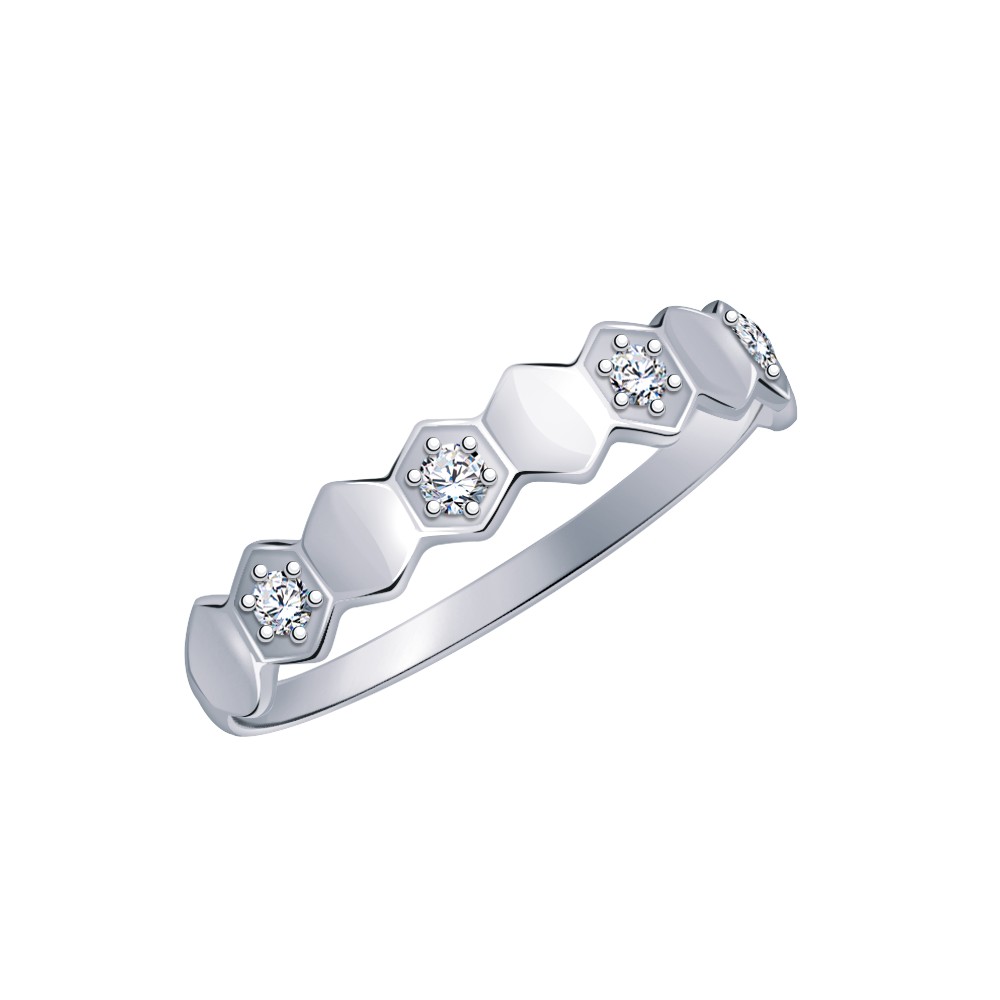 Кольцо Атолл - Серебро 925, Фианит (арт. 10836-925)