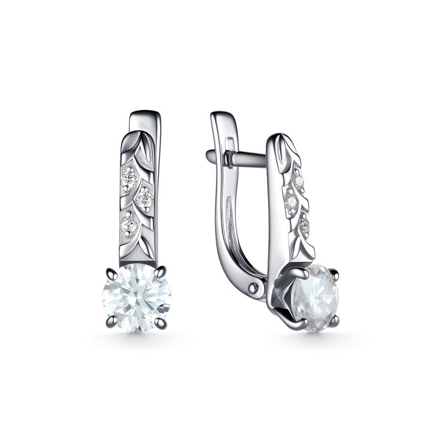 Серьги Дар - Серебро 925, Синтетический муассанит, Фианит (арт. С-5143рс1612800)