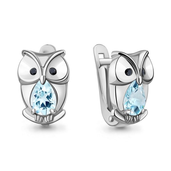 Серьги Аквамарин - Серебро 925, Кристалл, Топаз (арт. 45026902Ч.5)
